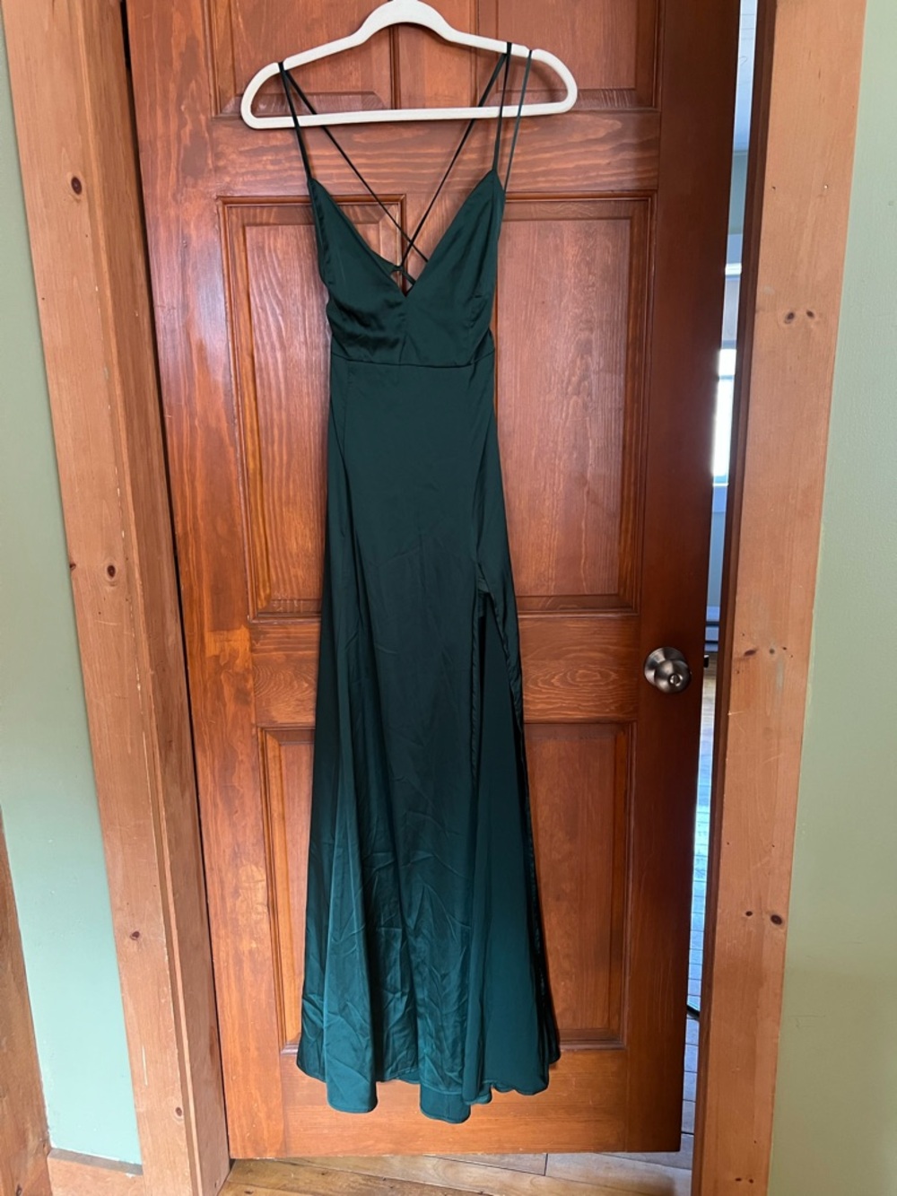 Windsor Dark Green Spaghetti-Strap Prom Gown